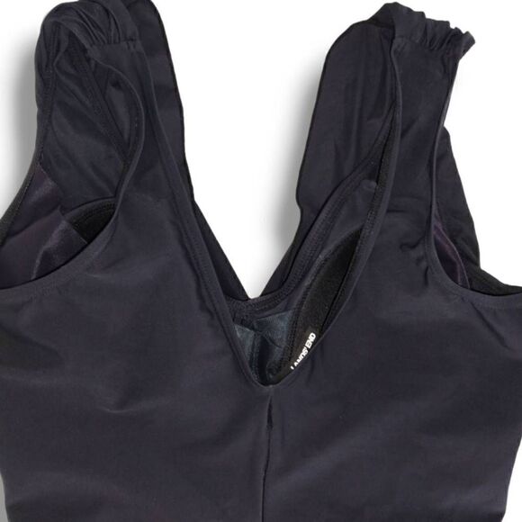 Lands End Womens‎ Swimsuit Sz 8 Black Tummy Control SleeveSuit One PC Ruched - Picture 4 of 14
